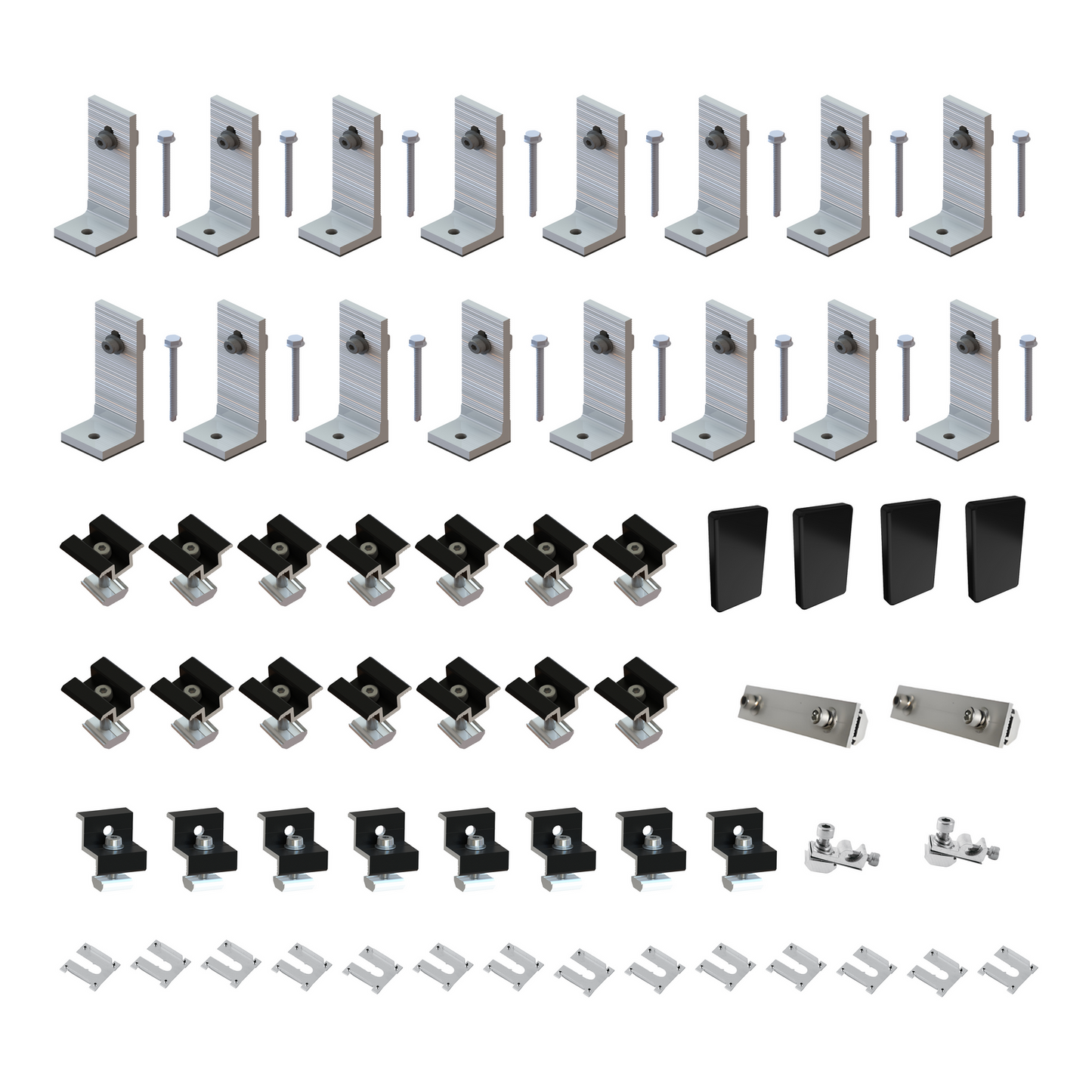 Black Tin Kit - 30-35mm - Solar Panel Mounting Kit for 8 Panels