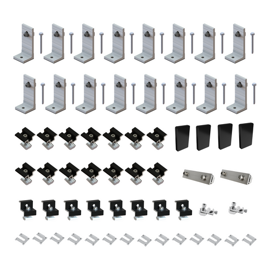 Black Tin Kit - 30-35mm - Solar Panel Mounting Kit for 8 Panels