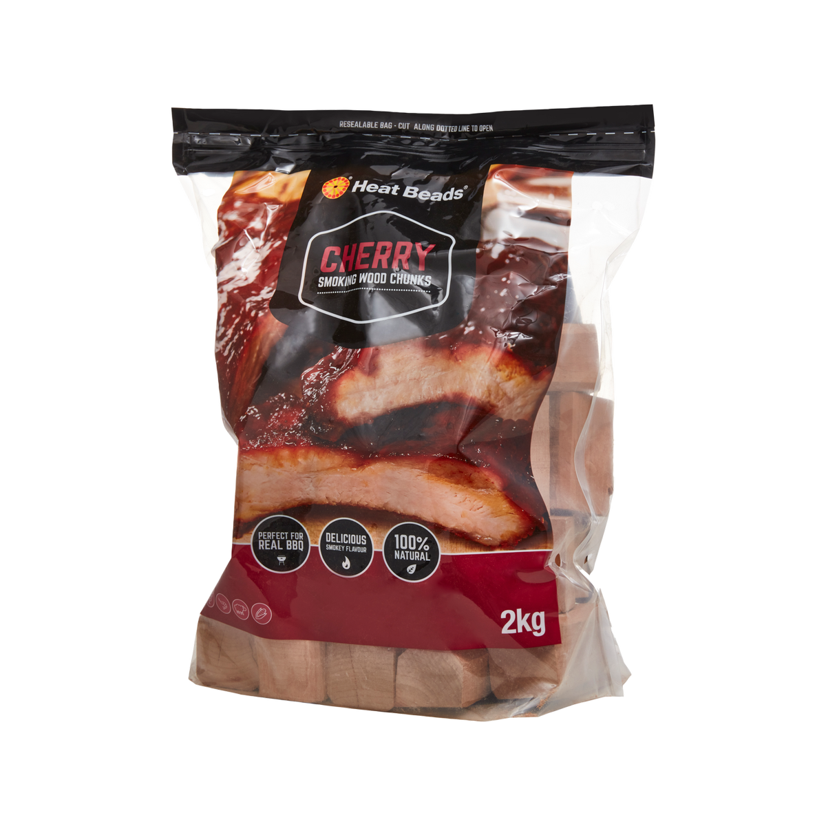 Heat Beads 2kg Cherry Smoking Chunks BBQ Fuel - 2kg Bag - Cherry