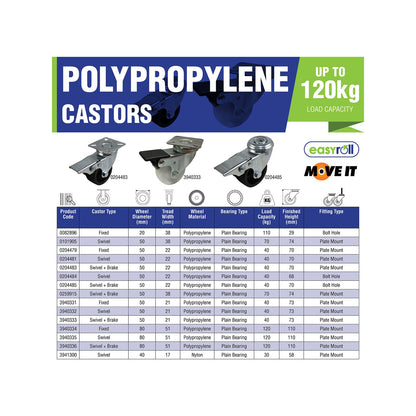 Move It Hole Swivel Castor - 50mm