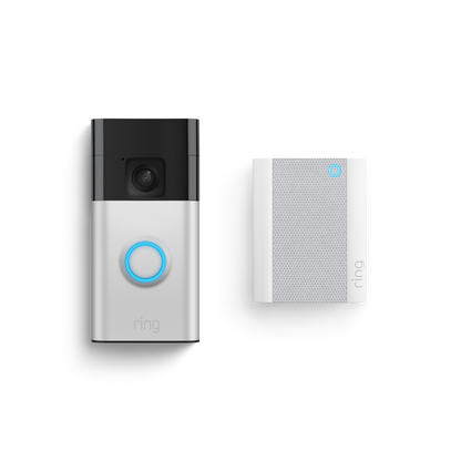Ring Satin Nickel Battery Video Doorbell with Chime