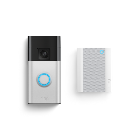 Ring Satin Nickel Battery Video Doorbell with Chime