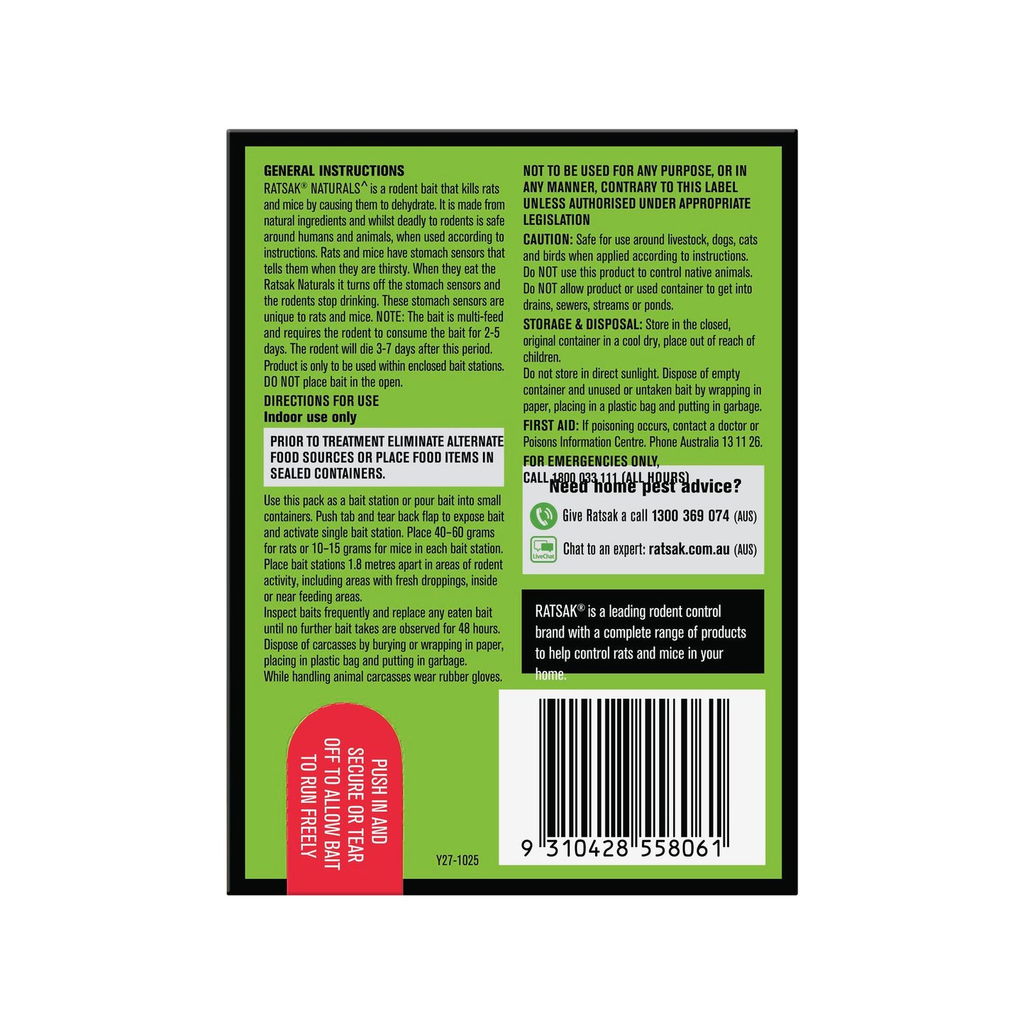Ratsak Rodenticide Bait Pellets - 224g