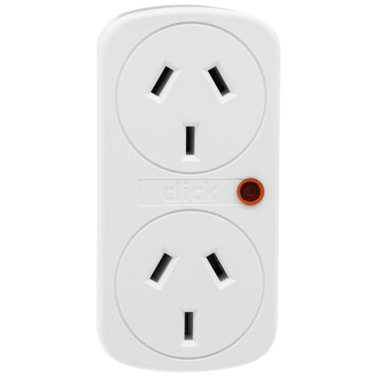 Click 2 Socket Vertical Double Adaptor Surge Protector