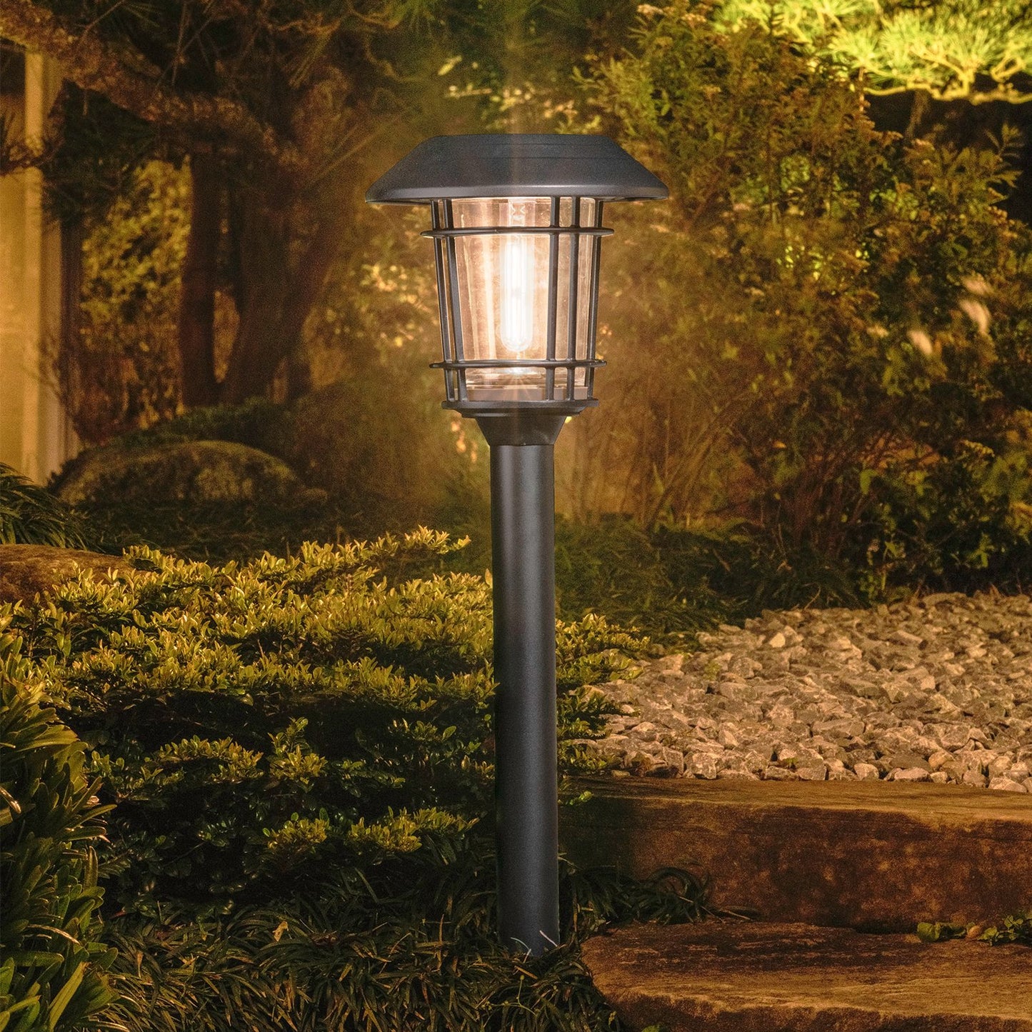 Luxzone Aluminium LED Solar Pathway Light - 60cm - 30 Lumens - Black