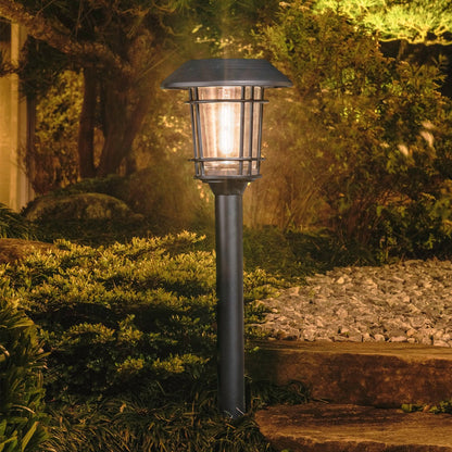 Luxzone Aluminium LED Solar Pathway Light - 60cm - 30 Lumens - Black