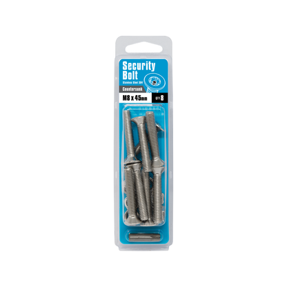 Pinnacle M8 x 45mm Stainless Steel Security Bolts - 8 Pack