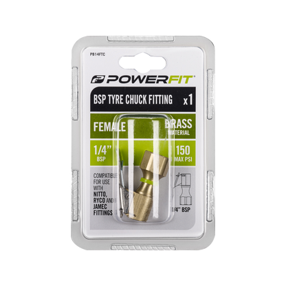 Powerfit BSP Tyre Chuck Fitting - Female - 1/4" - Brass