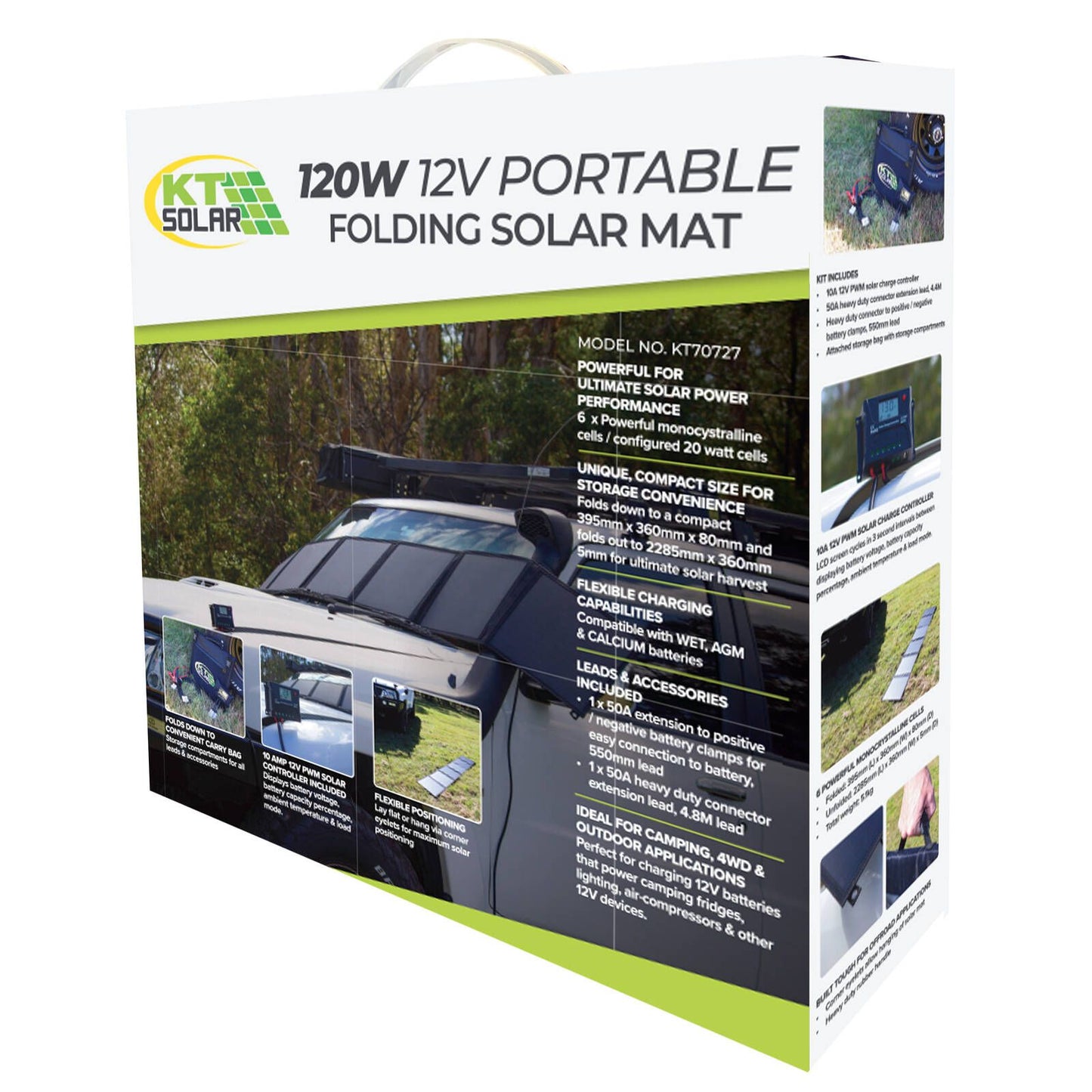 KT Solar 120W 12V Blanket Solar Panel Kit - Portable - Black