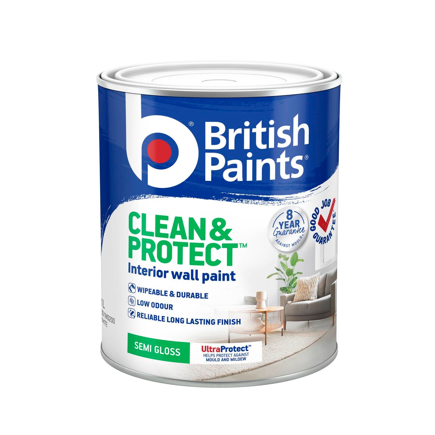 British Paints Semi Gloss White Interior Paint - 2L
