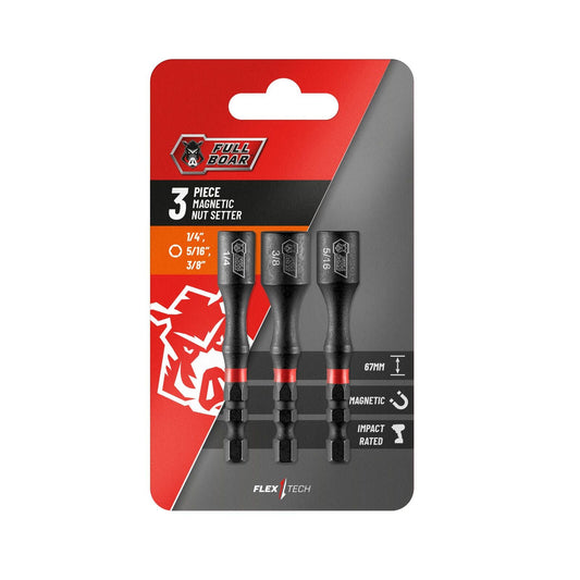 Full Boar Magnetic Impact Nut Setter 1/4-5/16-3/8" 3 Piece