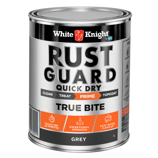 White Knight Rust Guard Quick Dry True Bite Primer Paint - Grey 1L