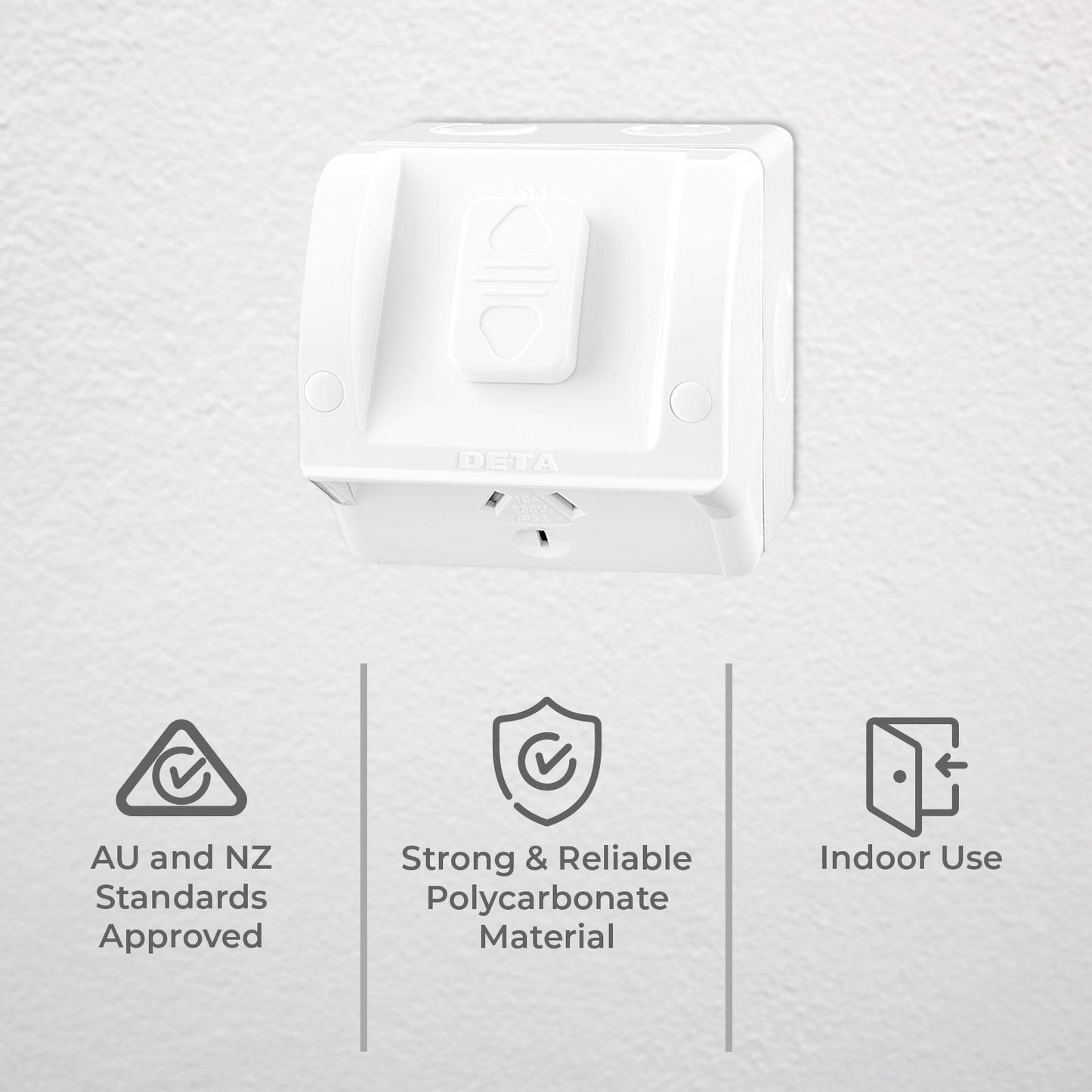 Deta Rhodium Single Outdoor Plated Power Point Outlet