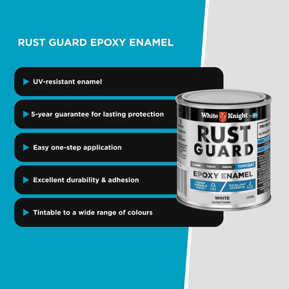 White Knight Rust Guard Epoxy Enamel Paint - 250ml - White Gloss