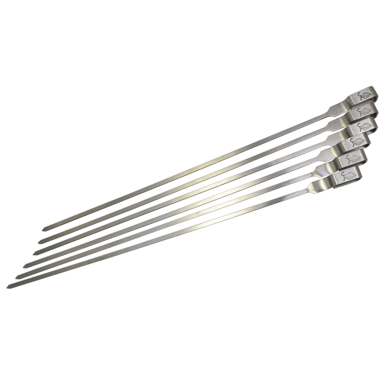 Matador Stainless Steel Skewers - 33cm - 6 Pack - Built-in Handle