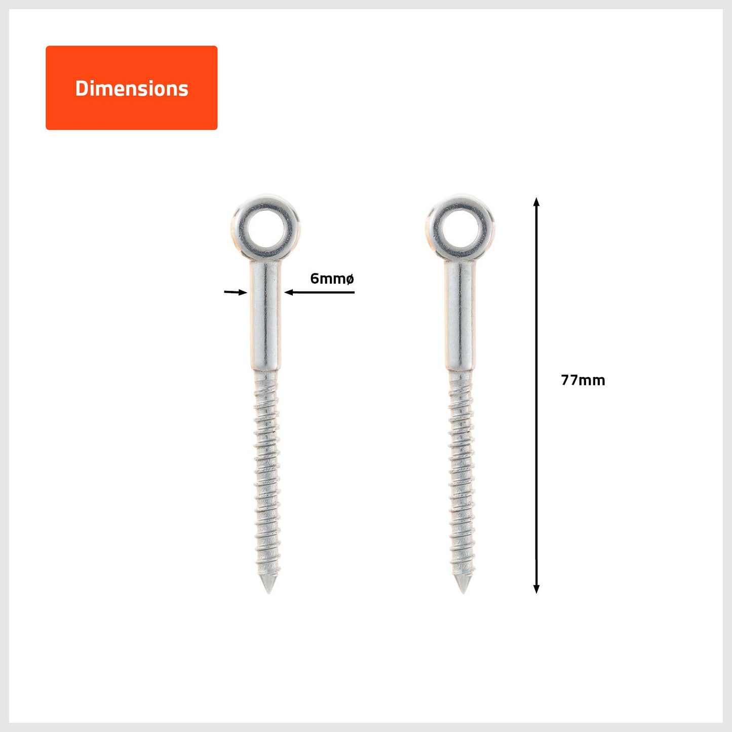 Taskmaster Lag Screw - 6 x 77 mm - 316 Stainless Steel - 2pk