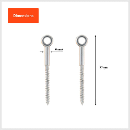 Taskmaster Lag Screw - 6 x 77 mm - 316 Stainless Steel - 2pk