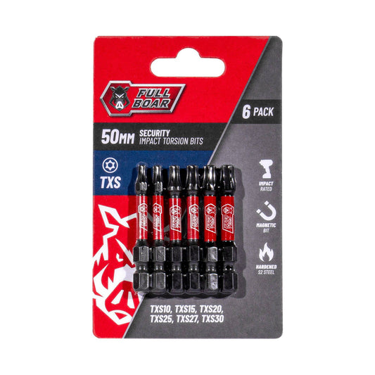 Full Boar Security Impact Torsion Bits Set TXS x 50mm 6 Pack