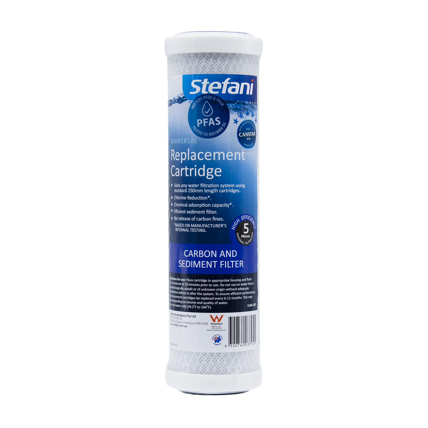 Stefani Universal Carbon Block Cartridge - 5 Micron - 250mm