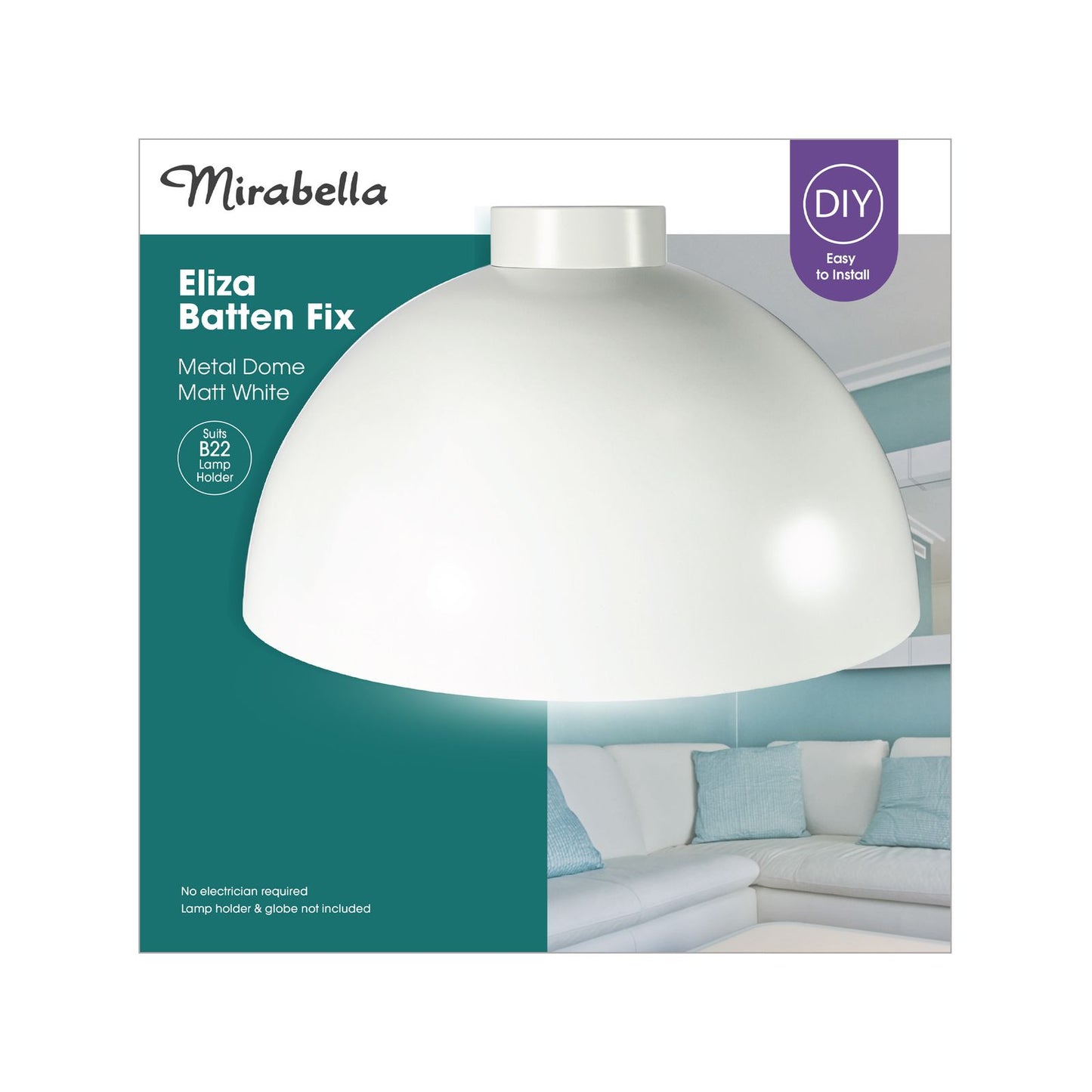 Mirabella Eliza Batten Fix - Metal Dome - Matt White