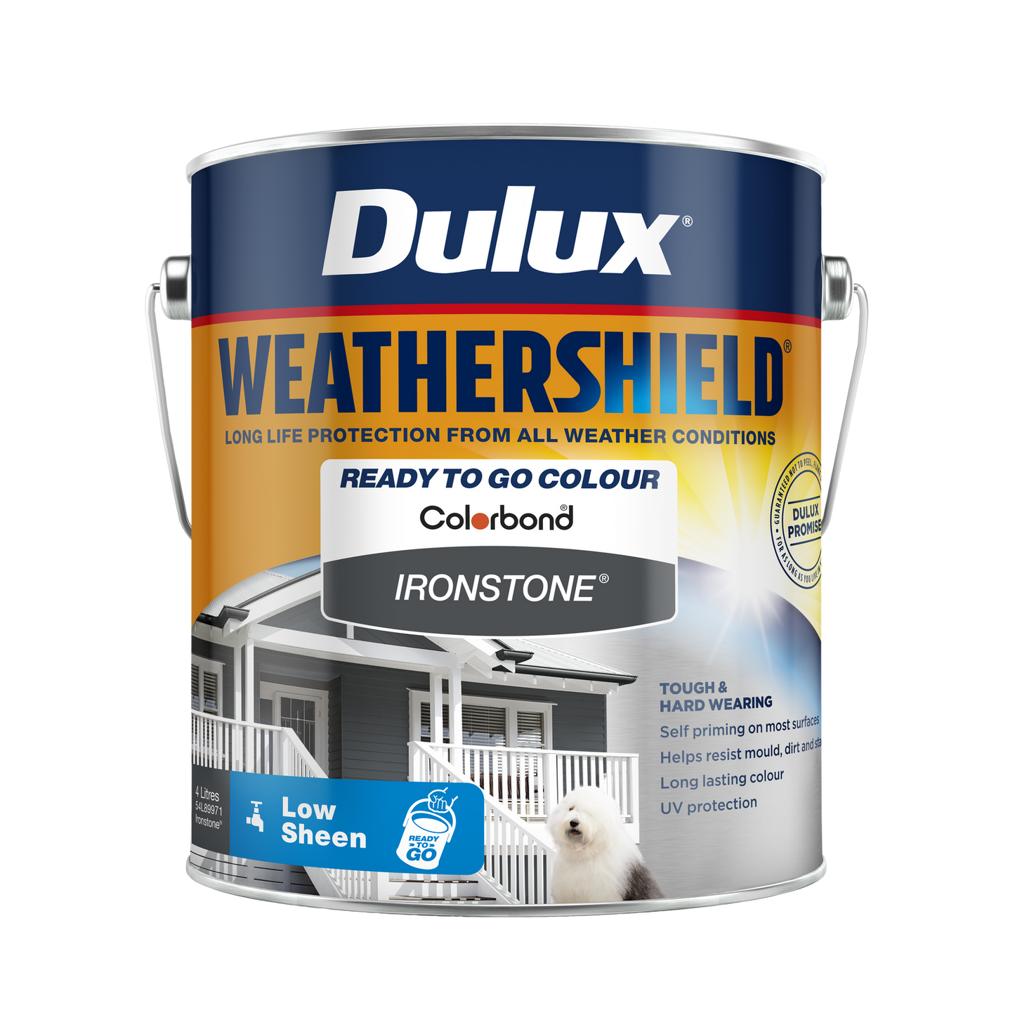 Dulux Weathershield Low Sheen Exterior Paint - 4L - Ironstone