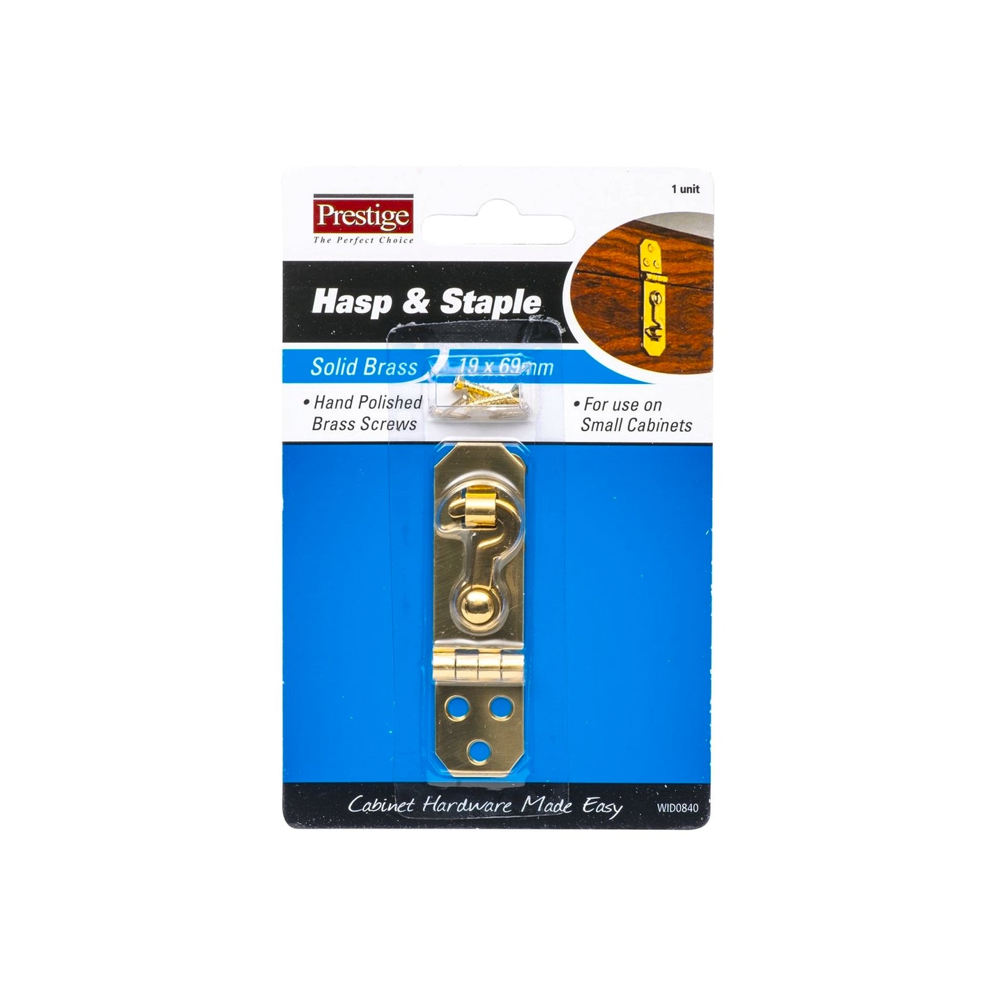 Prestige Solid Brass Hasp and Staple - 19 x 69mm