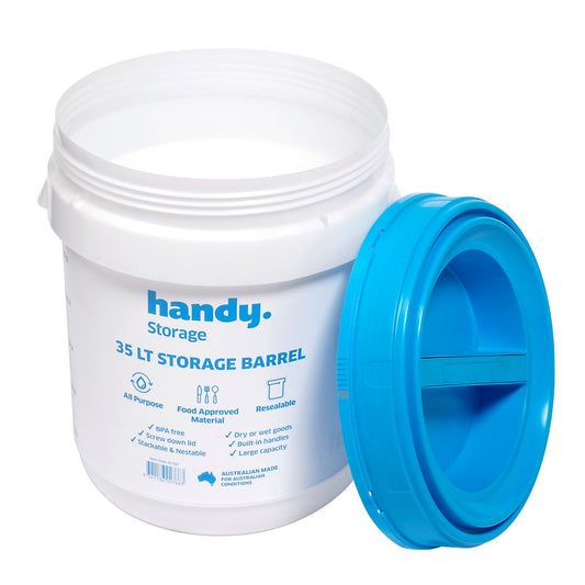 Handy 35L Storage Barrel - BPA-Free Plastic - Stackable - Durable
