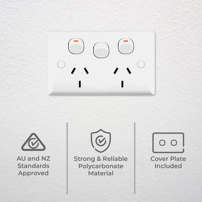 Deta Solid Plate Double Power Point - 10 Pack