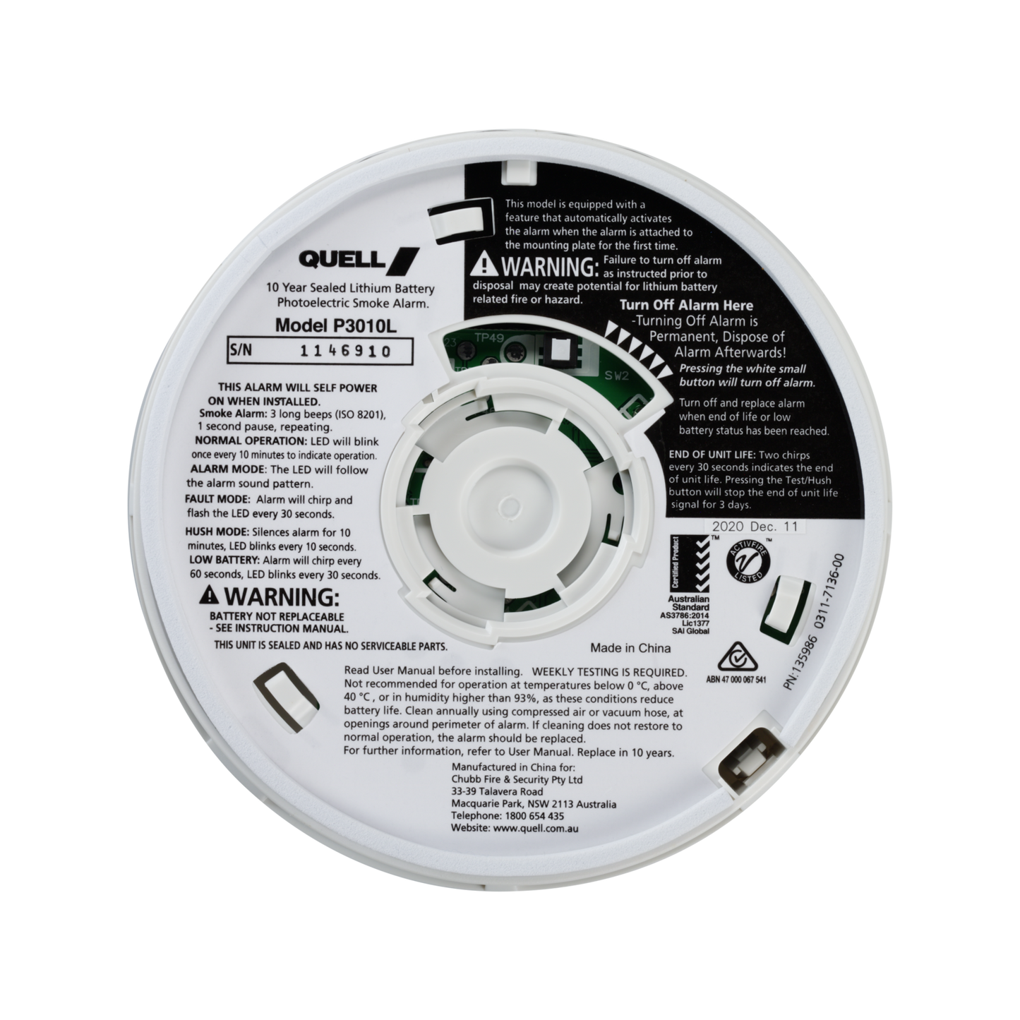 Quell Worry Free Photoelectric Alarm - 10 Year