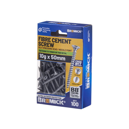 Bremick Fibre Cement Screw - 10g x 50mm - 100 Pack