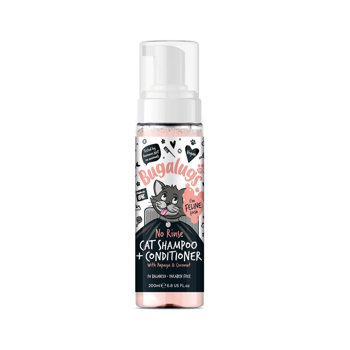 Bugalugs No Rinse Cat Shampoo and Conditioner - 200ml