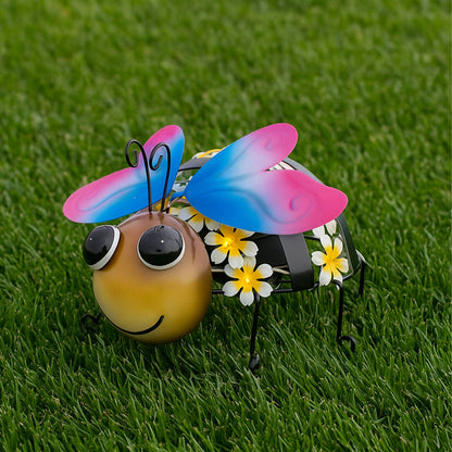 Click Solar Metal Animal Light Bee - Yellow/Pink