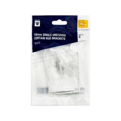 Windoware White Metal Single Curtain Unstayed Bracket - 100mm - 2 Pack