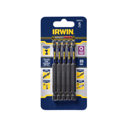 Irwin Impact Pro Performance Bits - 89mm SQ2 - 5 Pack
