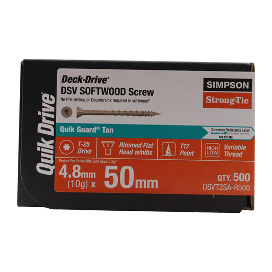 Simpson Strong-Tie Quikguard Collated Decking Screw 10g x 50mm 500 Pack