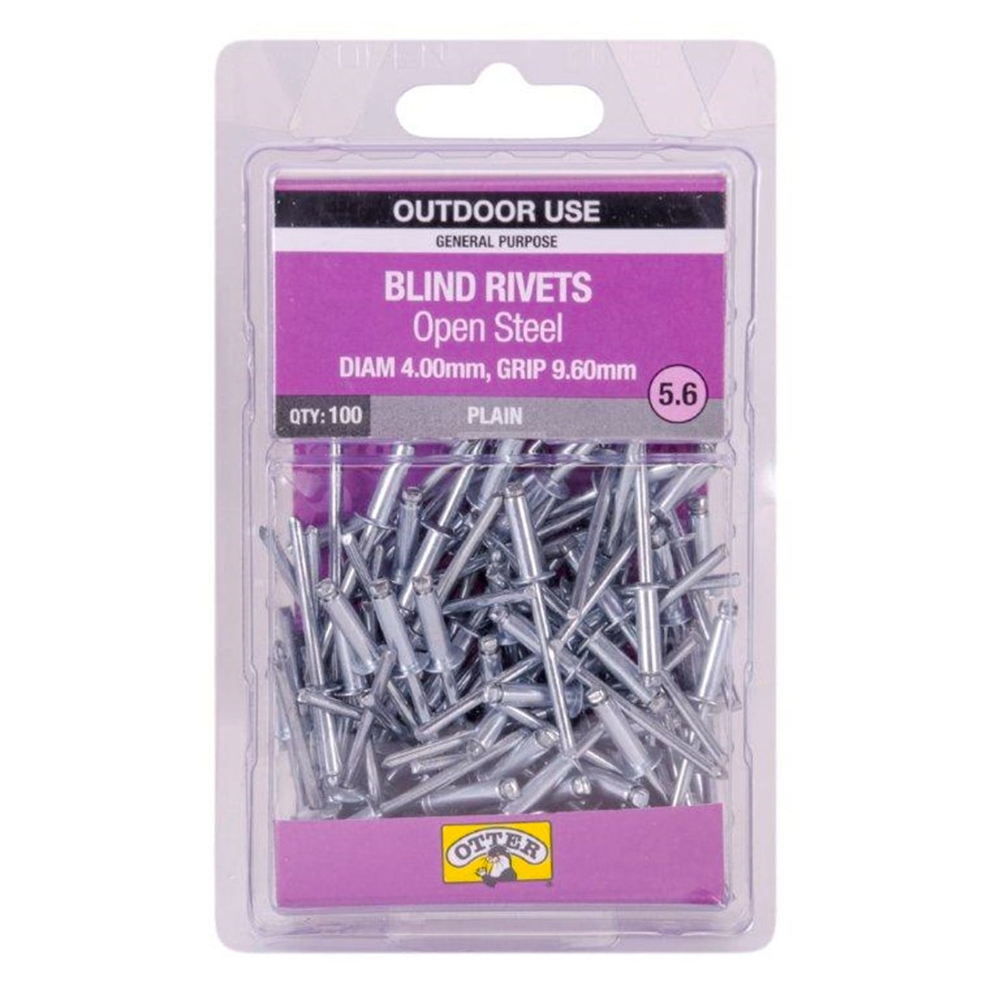 Otter Open Steel Blind Rivets - 4.0 x 9.6mm - 100 Pack
