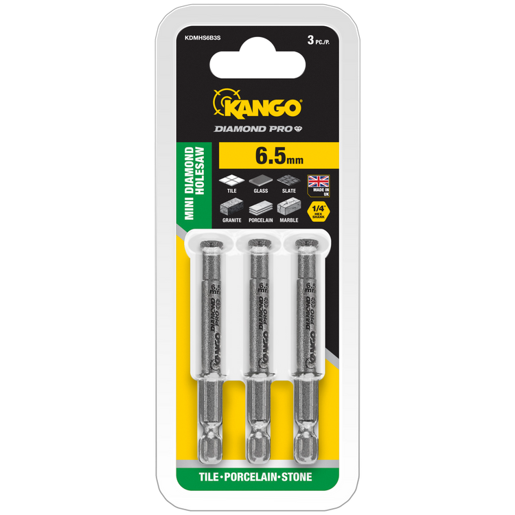 Kango 6.5mm Diamond Pro Mini Diamond Hole Saw 3 Pack