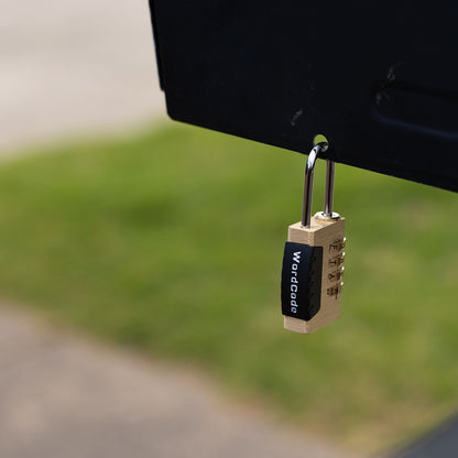 Wordcode 24mm Brass 4 Dial Resettable Padlock