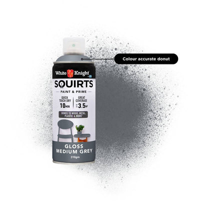 White Knight Squirts Medium Grey Gloss Spray Paint - 310g