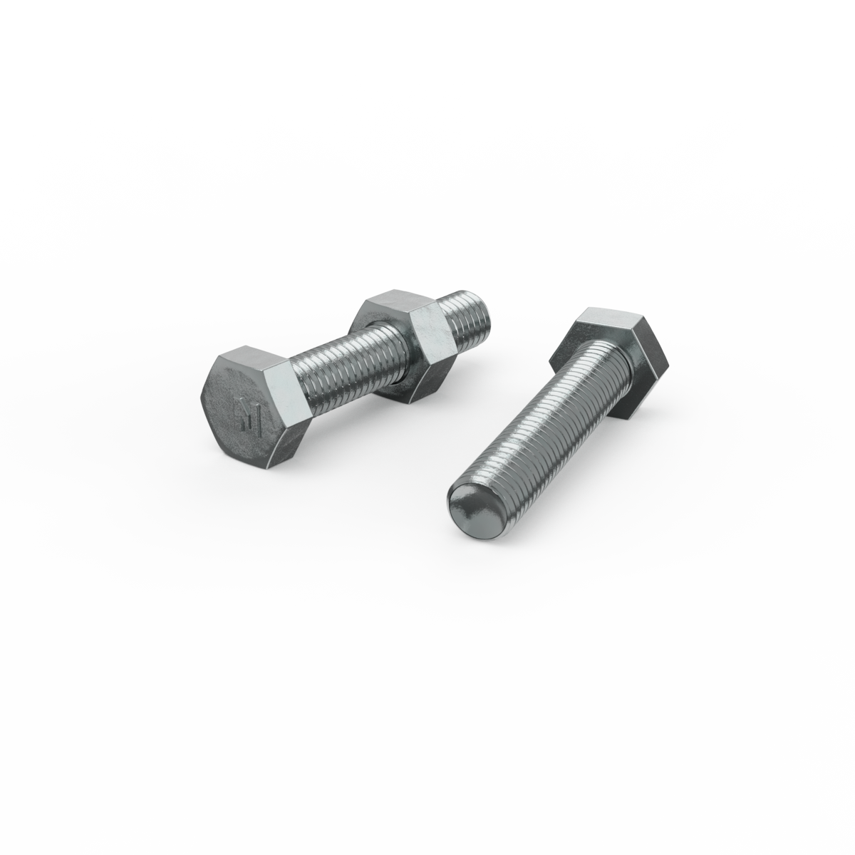 Zenith Zinc Plated Hex Head Bolts and Nuts - M10 x 50mm - 4.6 Grade Steel - Coarse Thread - Indoor Use