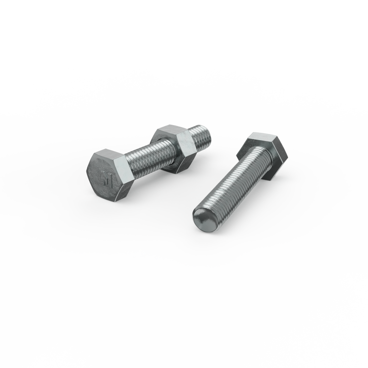 Zenith M10 x 50mm Zinc Plated Hex Head Bolts and Nuts Each