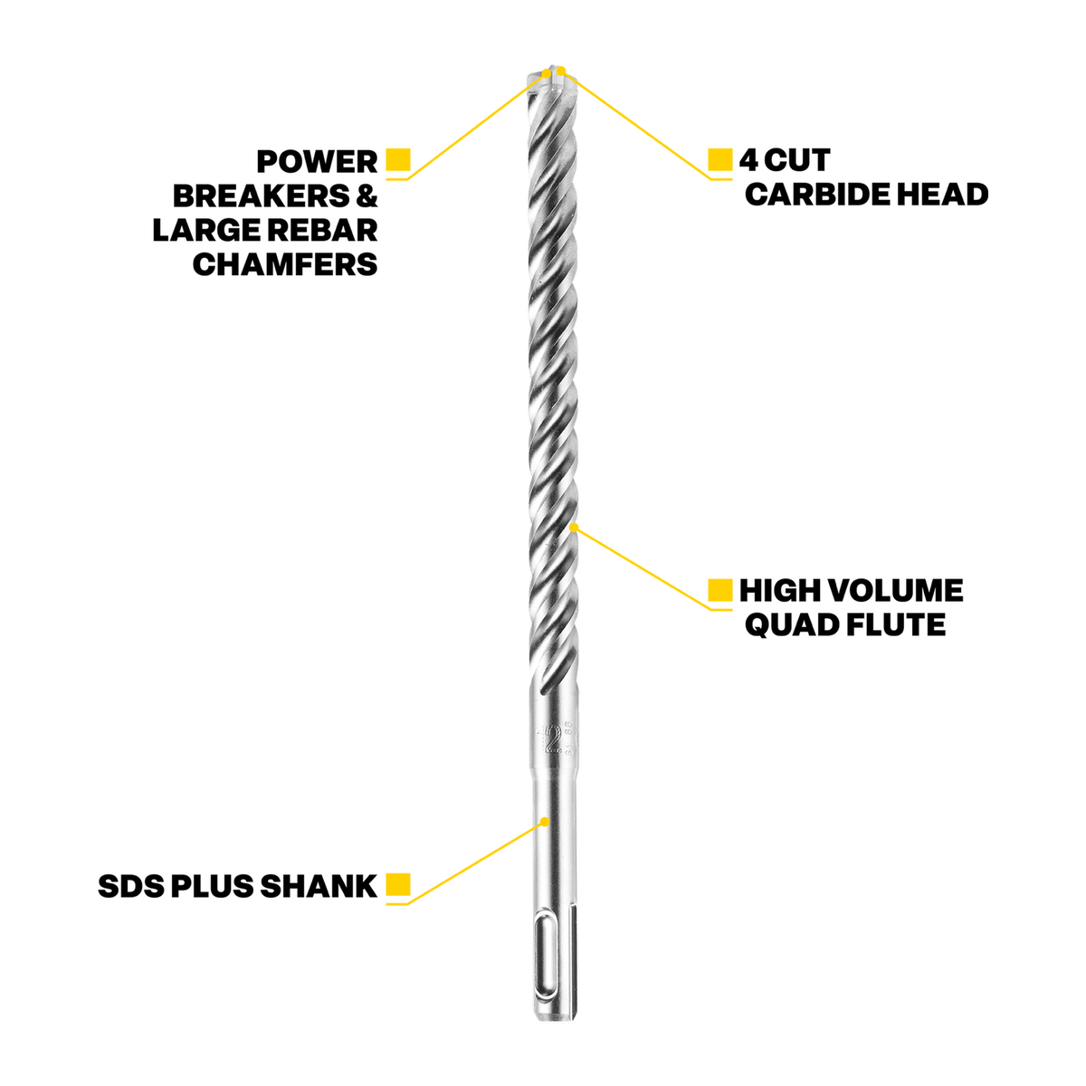 Kango SDS Plus Drill Bit - 22mm x 250mm - Steel - Low Vibration Performance