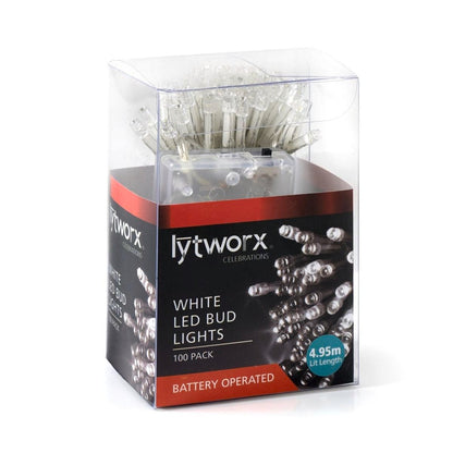 Lytworx 100 Cool White LED Fairy Lights 4.95m Battery Operated