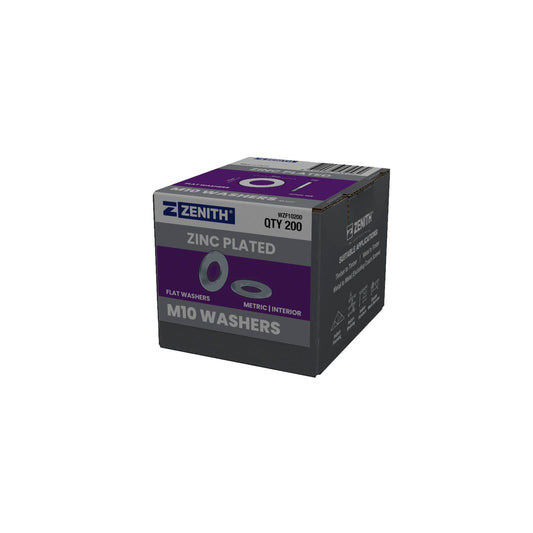 Zenith M10 Zinc Plated Flat Round Washers - 200 Pack