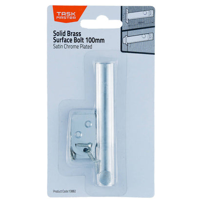 Taskmaster Surface Bolt - 100mm - Satin Chrome