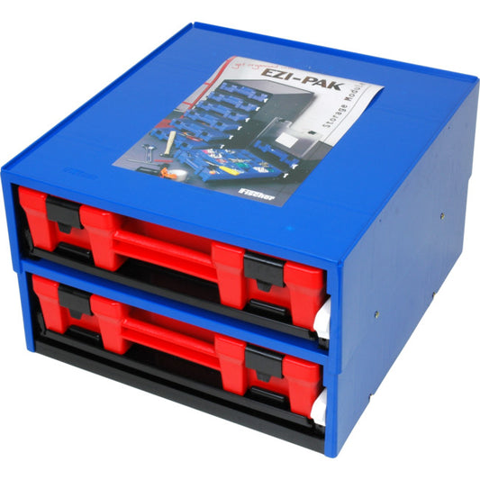 FISCHER 370 x 432 x 85mm 21 Compartment Ezi-Pak Storage Case Blue 1H151B