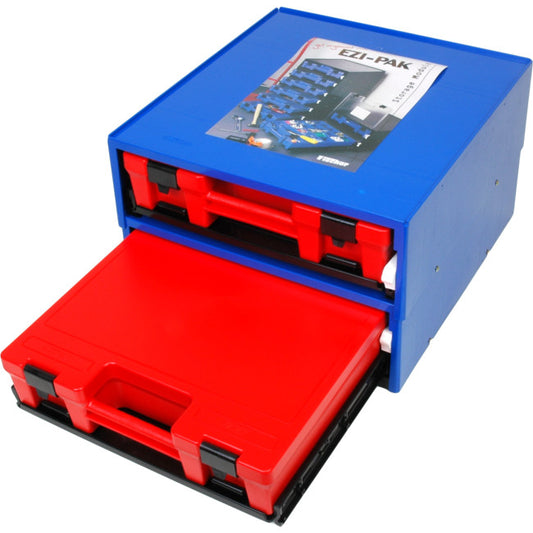 FISCHER 370 x 432 x 85mm 21 Compartment Ezi-Pak Storage Case Blue 1H151B