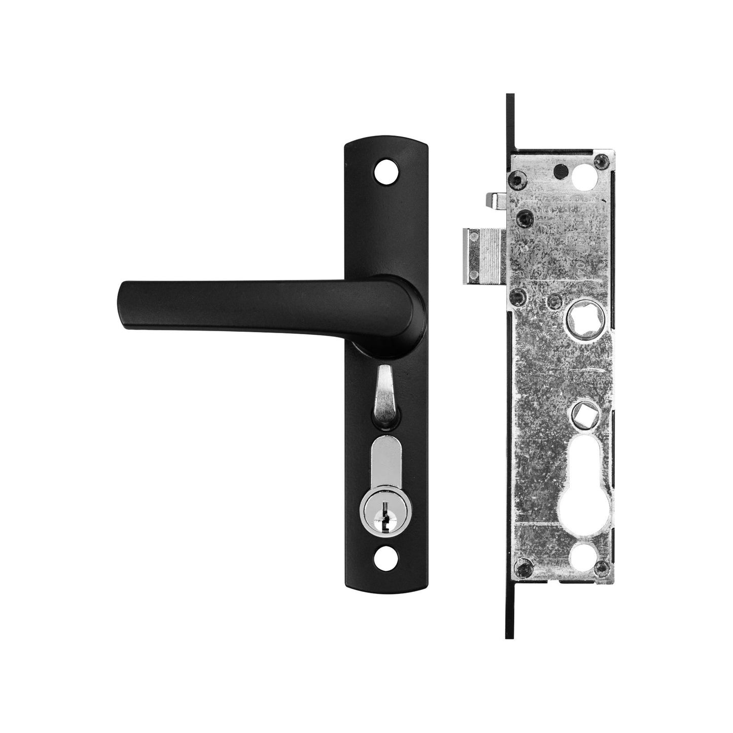 Rolltrak Black Keyed Hinged Screen Door Lock - 50mm