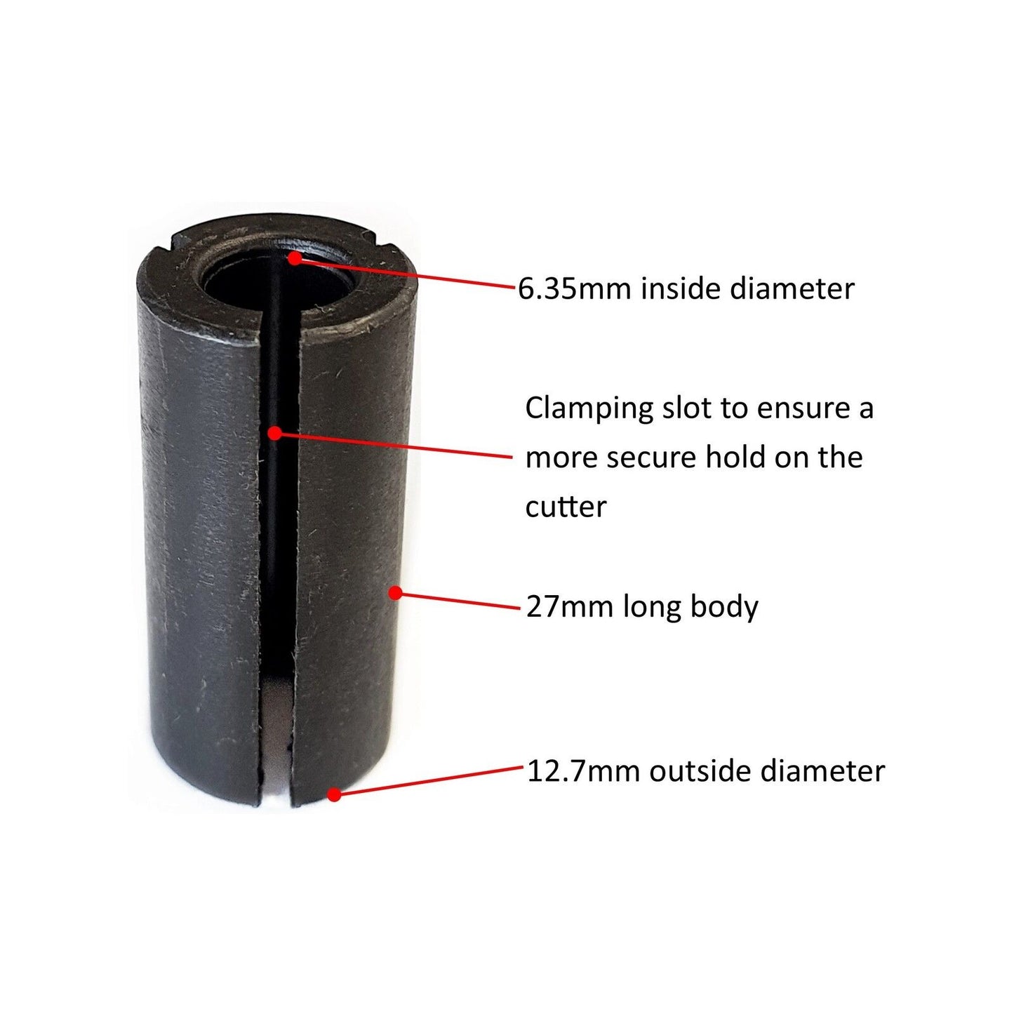 Ultra Router Bit - Reducing Collet - 12.7mm to 6.4mm