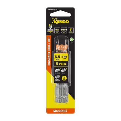 Kango Masonry Drill Bit - 6.5mm x 100mm - 5 Pack